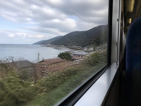 山陰本線車窗與日本海沿岸